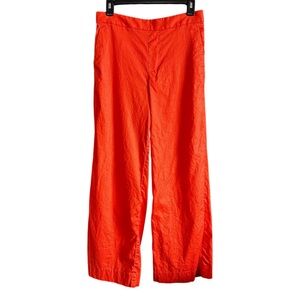 Linen Orange Wide-Leg Pants